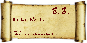 Barka Béla névjegykártya